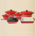 6PCS esmalte ferro fundido Cookware definido para cozinha